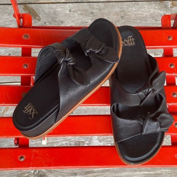 Sofft Leather Bow Strapps Upper Slip On Sanda - Picture 2 of 7